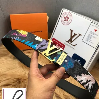 Louis Vuitton Black Multicolor Reversible Printed Coated Canvas Leather Belt