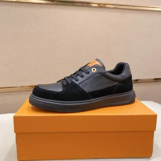 Louis Vuitton Sneakers Lifestyle Negro Naranja Monograma Embossado Mezcla Ante-Cuero