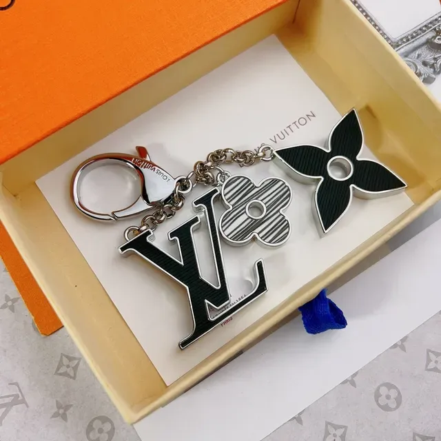 Louis Vuitton Bracelet Chaîne Métal Noir Argent Charm Émail 4