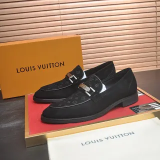 Louis Vuitton কালো রুপালী স্যুড উপরের অংশ মোনোগ্রাম-প্রিন্ট ভ্যাম্প লোফার