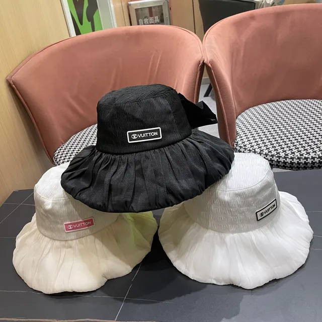 Louis Vuitton Black Structured Crown Gathered Ruffled Brim Bucket Hat 6