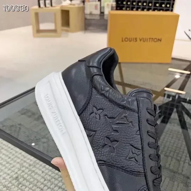Louis Vuitton Black White Monogram-Embossed Leather Platform Sole Lifestyle Sneakers 6