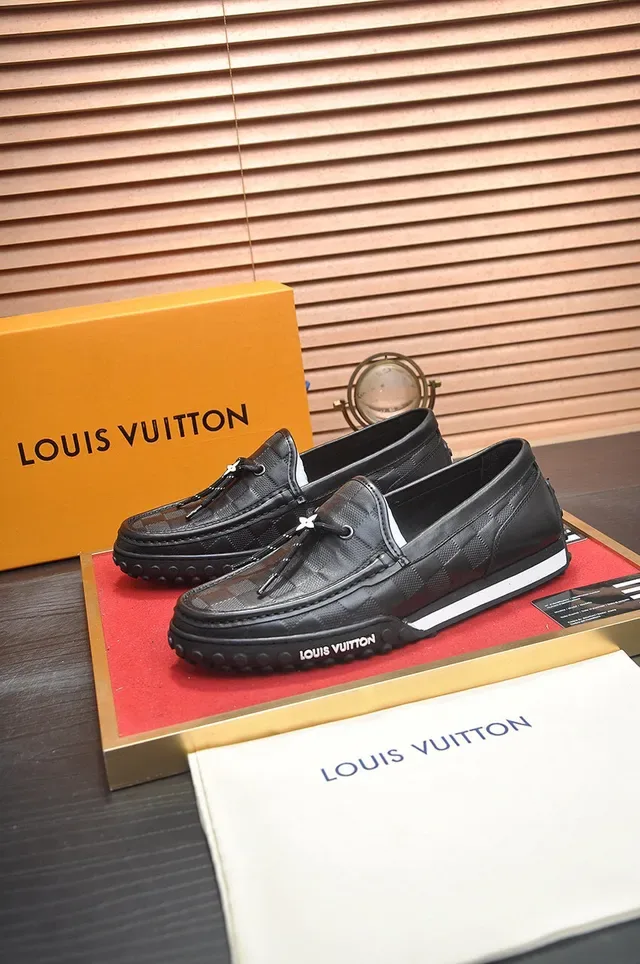 Louis Vuitton Black White Monogram Leather Upper Tassel Detail Loafer 4