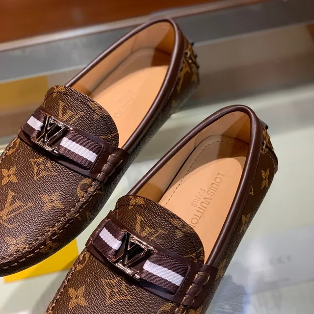 Louis Vuitton Brown Beige Monogram Canvas Leather-Trimmed Loafer 2