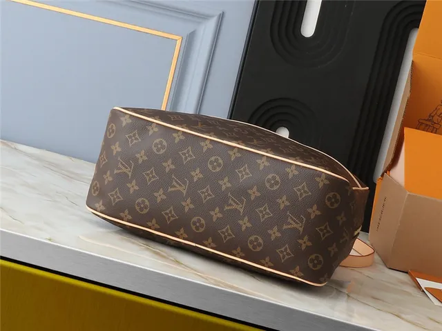 Louis Vuitton Brown Beige Monogram Canvas Tan Leather Trim Boston Bag 8