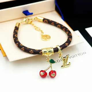 Louis Vuitton Brown Gold Braided Monogram Leather Hardware Bracelet