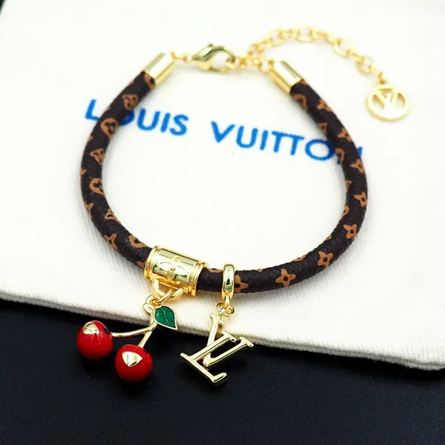 Louis Vuitton Brown Gold Braided Monogram Leather Hardware Bracelet 4