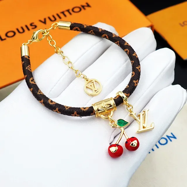 Louis Vuitton Brown Gold Braided Monogram Leather Hardware Bracelet 5