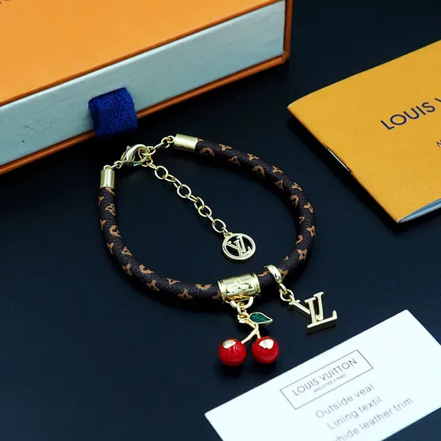 Louis Vuitton Brown Gold Braided Monogram Leather Hardware Bracelet 10