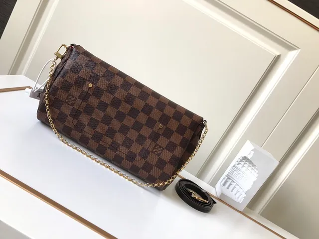 Louis Vuitton Brown Gold Damier Ebène Checkered Canvas Strap Chain Bag 2
