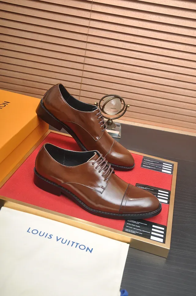 Louis Vuitton Cap-Toe Brown Leather Oxford Shoes 4