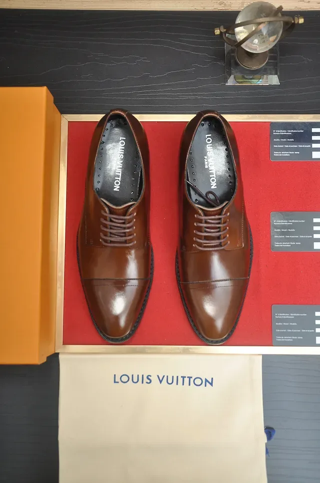 Louis Vuitton Cap-Toe Brown Leather Oxford Shoes 5
