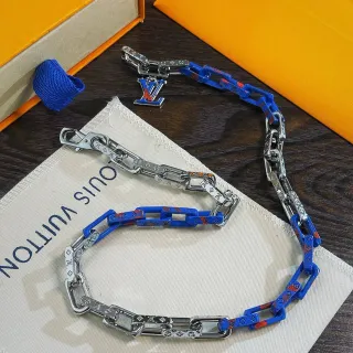 Louis Vuitton Pulsera Cadena Esmalte Azul Monograma Link