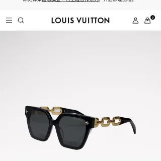 Louis Vuitton سلاسل هندسية سوداء وذهبية نظارات شمسية
