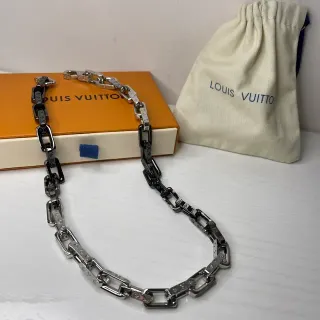 Colar Corrente Elos Louis Vuitton Dois Tons Monograma Metal