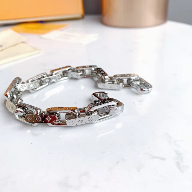 Louis Vuitton Chunky Chain-Link Engraved Monogram Bracelet 6
