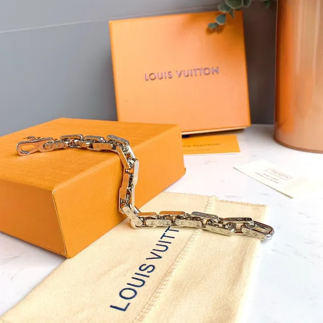 Louis Vuitton Chunky Chain-Link Engraved Monogram Bracelet 8