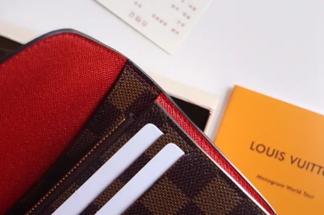 Louis Vuitton Damier Azur beige gris damier toile bouton pression rose long portefeuille 6