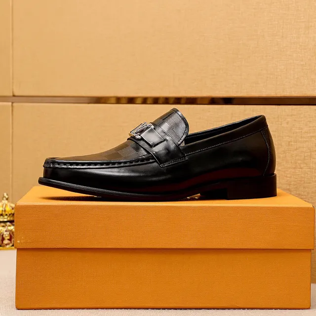 Louis Vuitton Damier Check Black Gray Patent Leather Checkered Panel Loafer 5