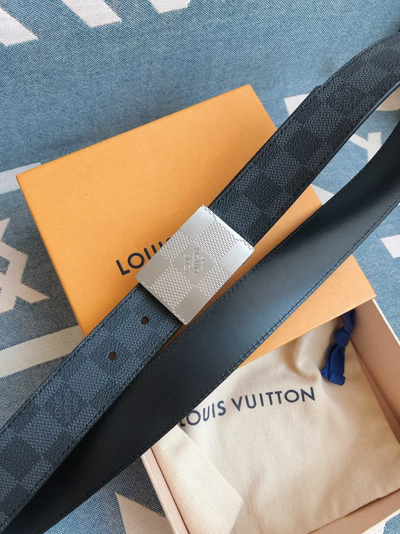 Louis Vuitton Damier Graphite Blue 皮革腰带 2