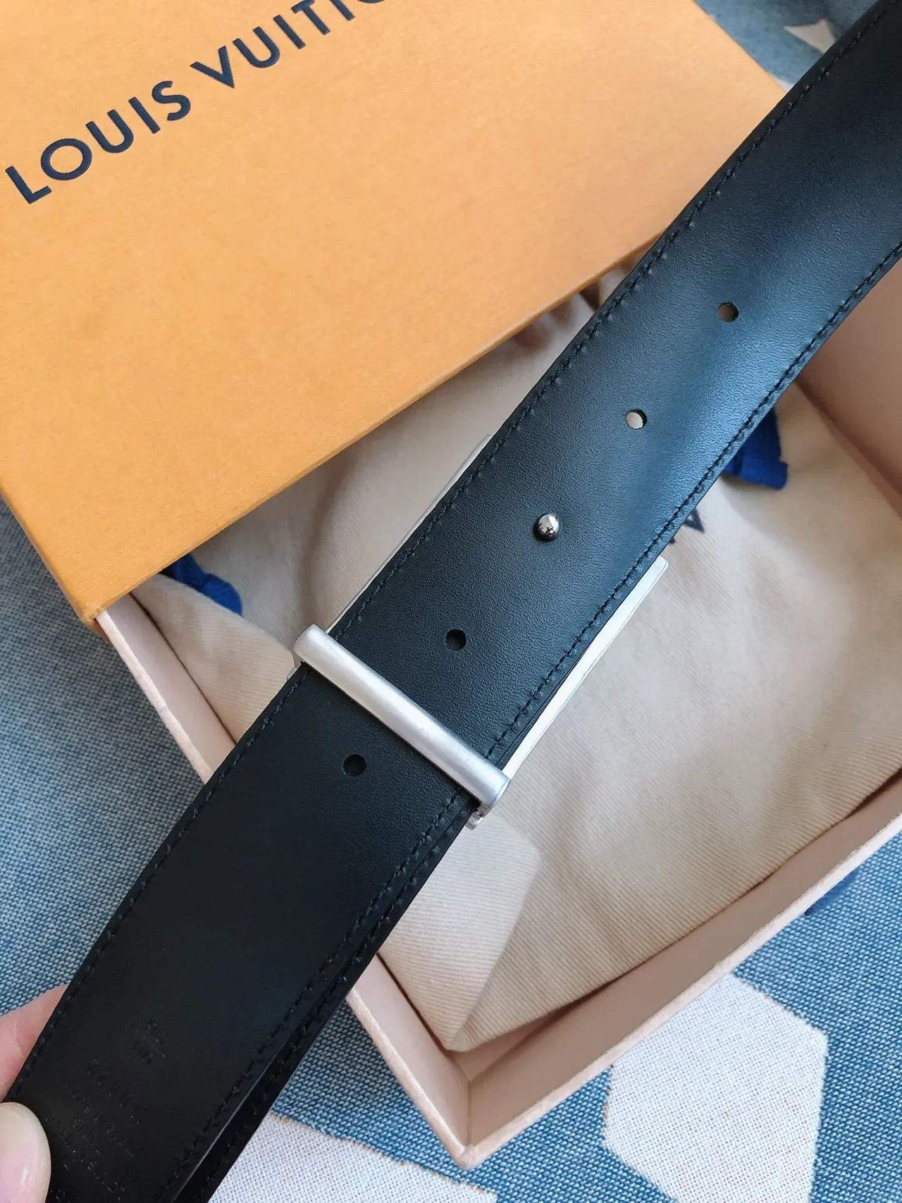 Louis Vuitton Damier Graphite Blue 皮革腰带 4