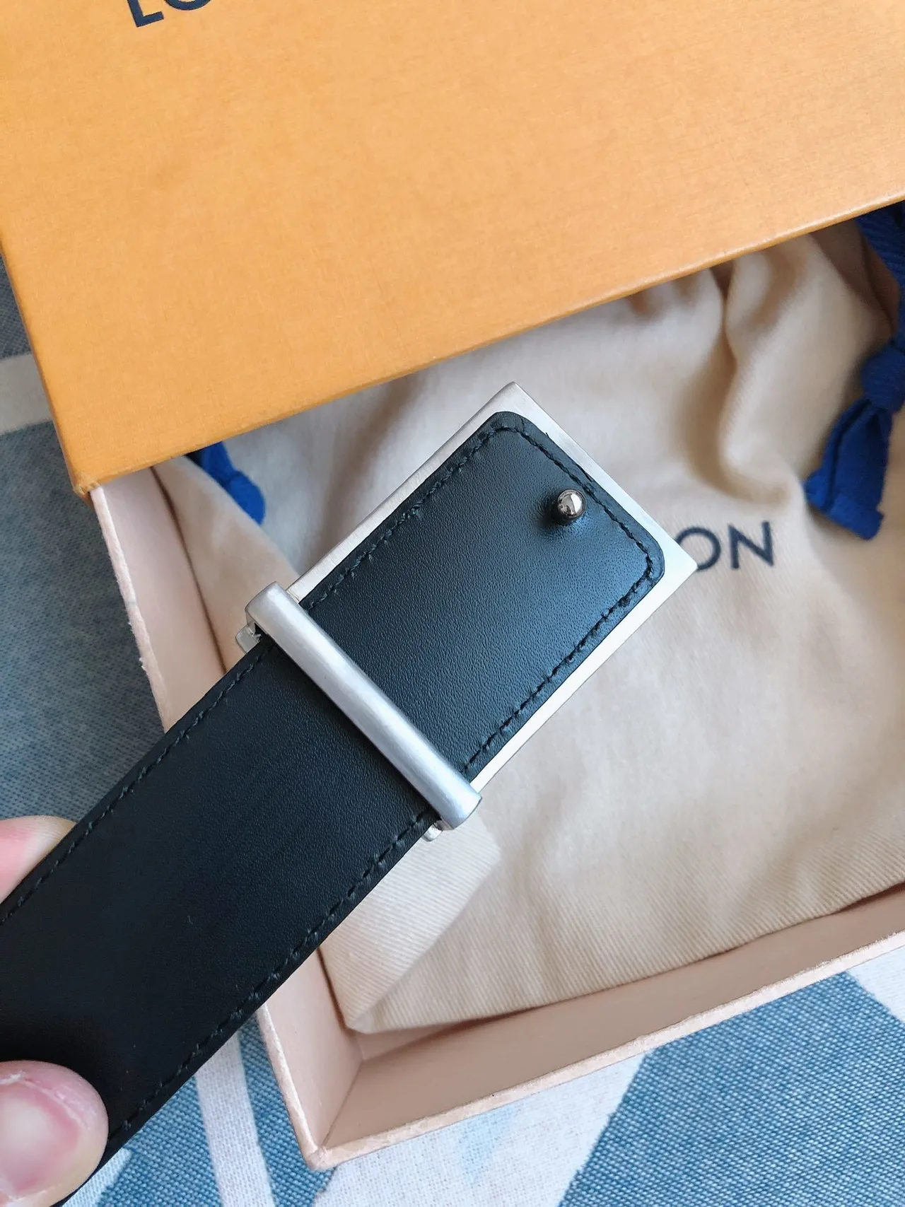 Louis Vuitton Damier Graphite Blue 皮革腰带 7