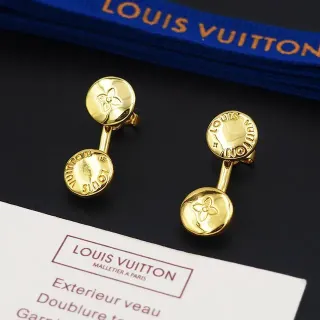 Brincos Louis Vuitton Double Disc Gravado Monograma Dourado