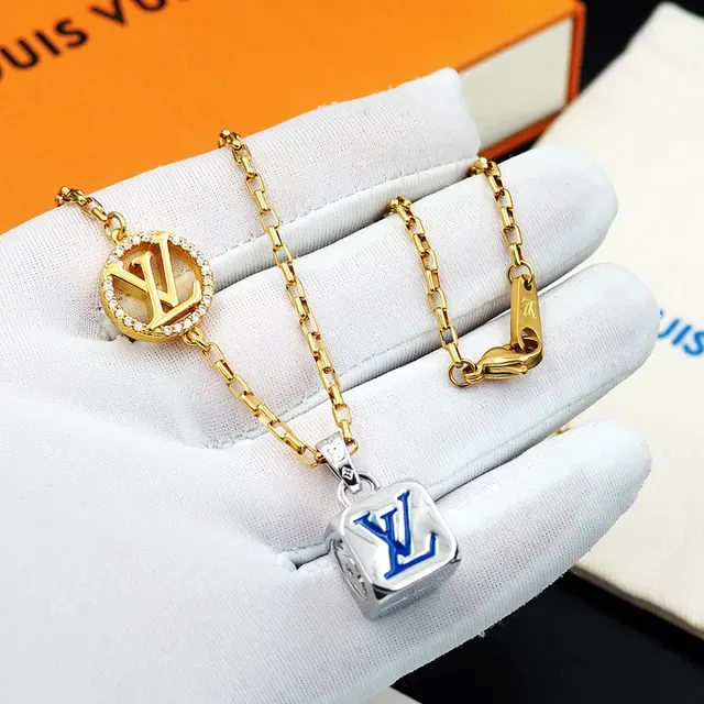 Louis Vuitton Dual-Pendant Enamel and Crystal Monogram Necklace 7