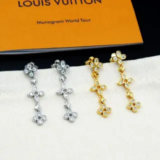 Louis Vuitton أقراط زهورية كواتروفويل كريستال معلقة
