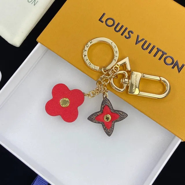 Louis Vuitton फूल की होल्डर लाल भूरा गोल्ड-टोन हार्डवेयर मोनोग्राम-कोटेड लेदर हैंडबैग 4