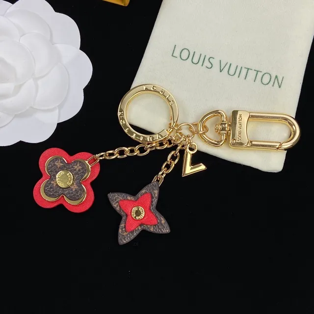 Louis Vuitton फूल की होल्डर लाल भूरा गोल्ड-टोन हार्डवेयर मोनोग्राम-कोटेड लेदर हैंडबैग 5