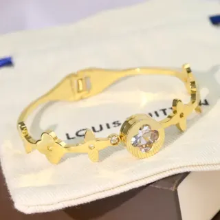 Louis Vuitton Pulsera Motivo Floral Cristal Tono Dorado