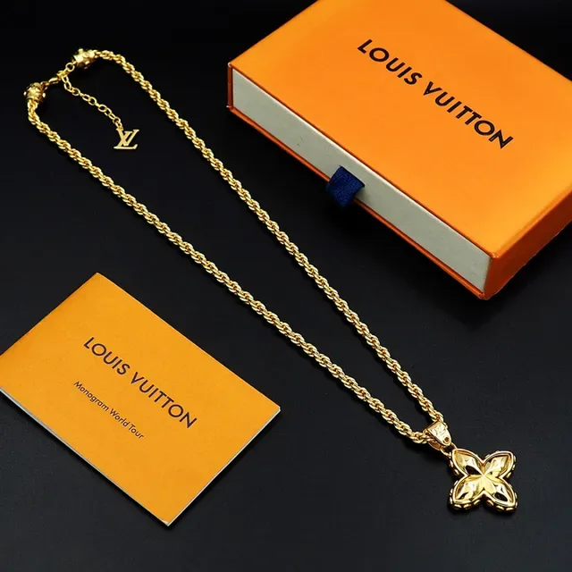 Louis Vuitton Flower Quatrefoil Gem-Accented Silver Necklace 4