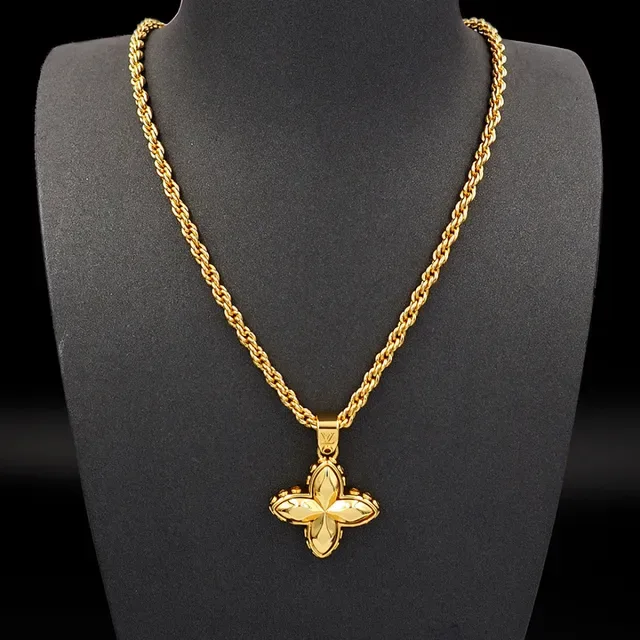 Louis Vuitton Flower Quatrefoil Gem-Accented Silver Necklace 5