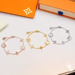Louis Vuitton سوار ذهبي فضي سلسلة مرتبطة مع تعويذة