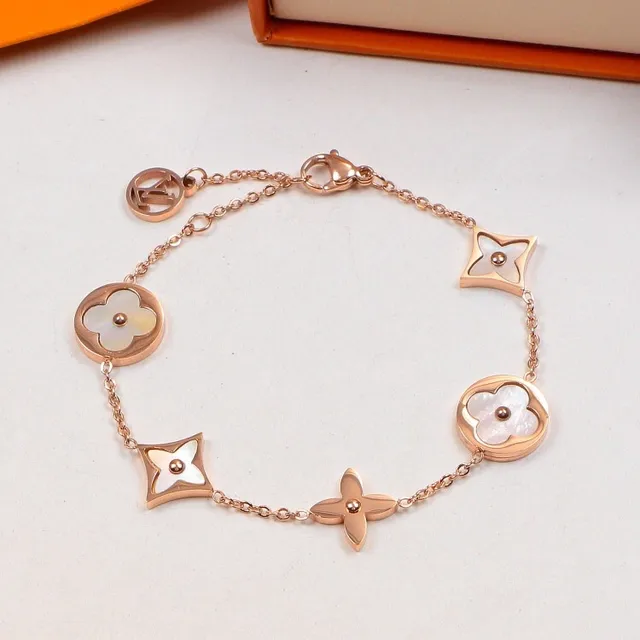 Louis Vuitton Gold Silver Chain-Link Charm Bracelet 2