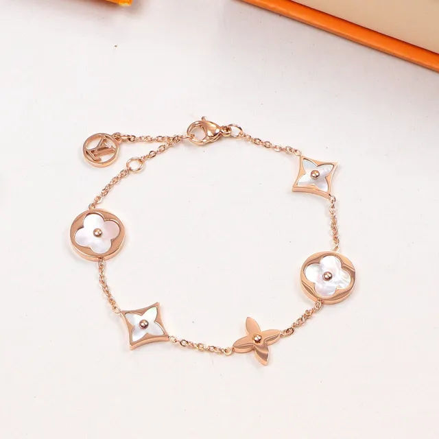 Louis Vuitton Gold Silver Chain-Link Charm Bracelet 8