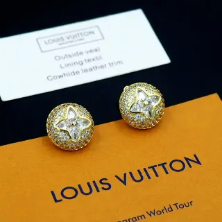 Louis Vuitton أقراط زهور كريستال مرصعة ذهبية