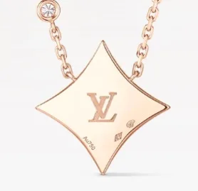 Collar Louis Vuitton Cadena de Oro y Blanco con Diamantes Incrustados en Cuatrohojas 5