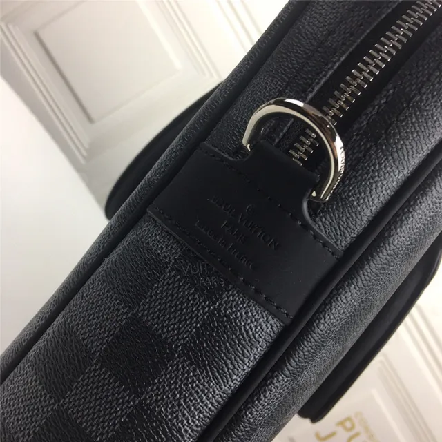 Louis Vuitton Gray Black Damier Graphite Canvas Structured Rectangular Silhouette Boston Bag 13