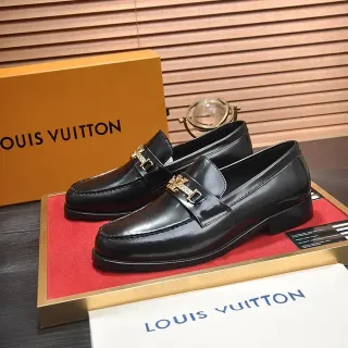 Louis Vuitton Horsebit 1955 काली चमड़े की गोल्ड-टोन बकल लोफर्स