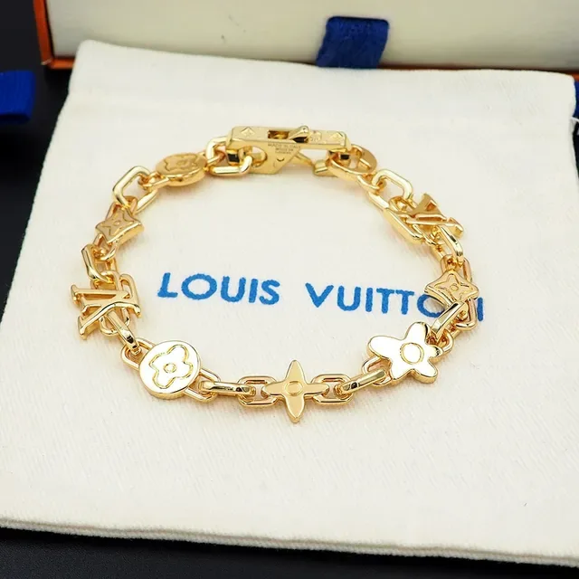 Pulseira Louis Vuitton Iconic Monogram Corrente de Ouro Preto 4
