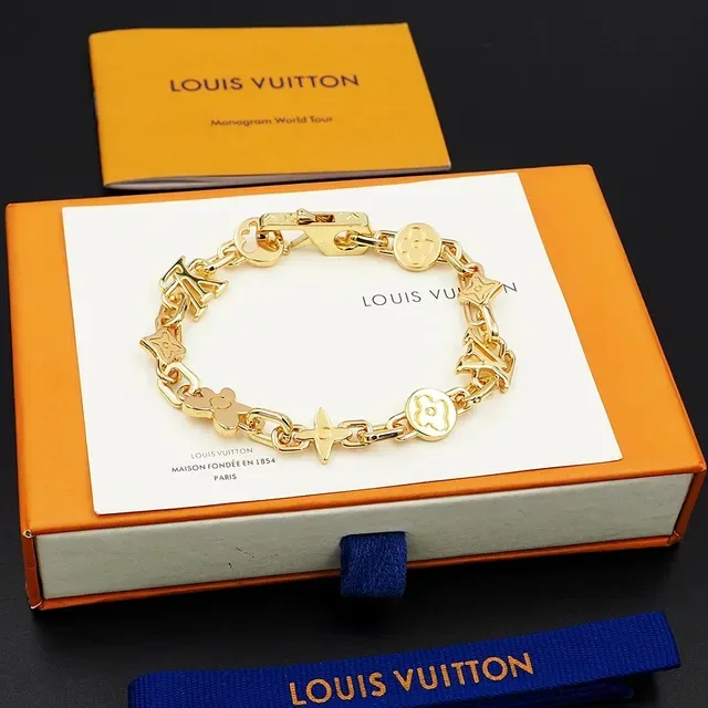 Pulseira Louis Vuitton Iconic Monogram Corrente de Ouro Preto 6