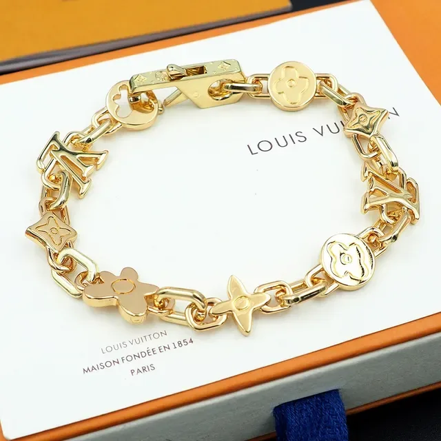 Pulseira Louis Vuitton Iconic Monogram Corrente de Ouro Preto 7