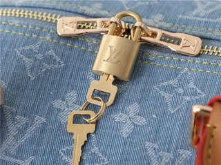 Louis Vuitton Keepall Bandoulière Light Blue Denim Monogram Duffle Bag 5