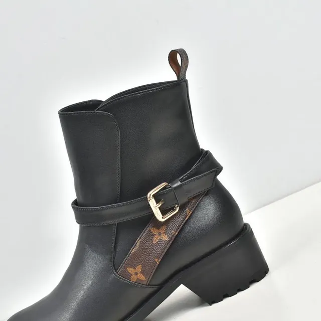 Louis Vuitton Le Cagole Black Leather Monogram Strap Ankle Boots 4