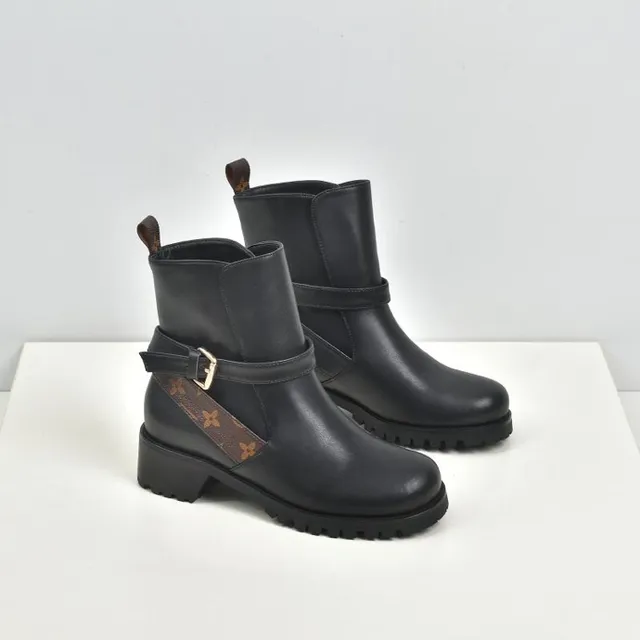 Louis Vuitton Le Cagole Black Leather Monogram Strap Ankle Boots 6