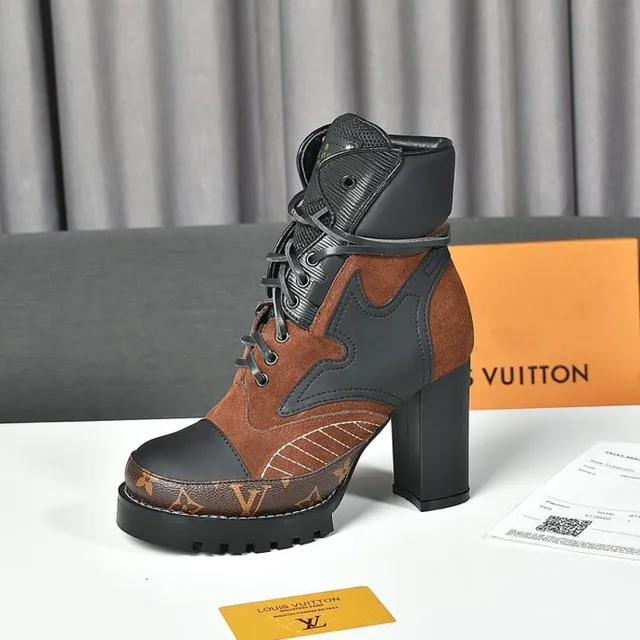 Louis Vuitton Le Cagole 棕色和黑色 Monogram 踝靴 5