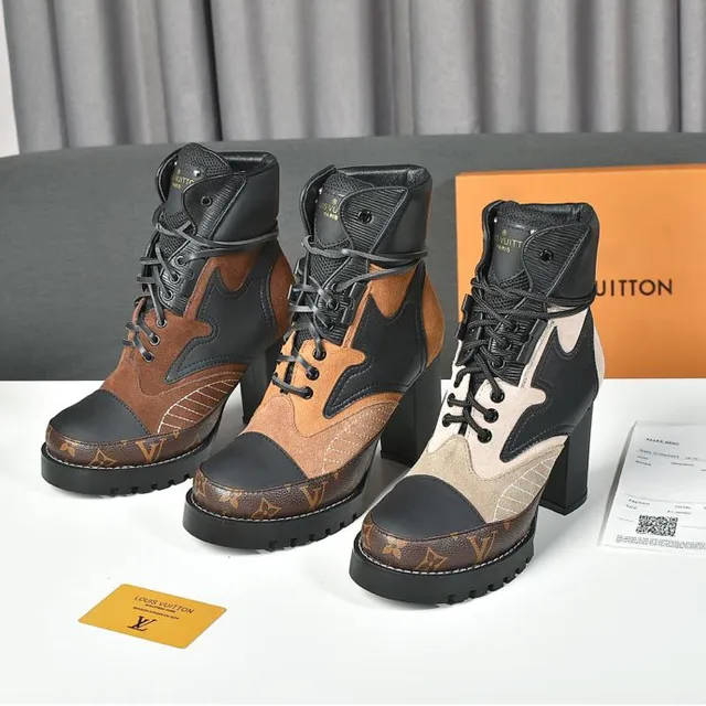 Louis Vuitton Le Cagole 棕色和黑色 Monogram 踝靴 6