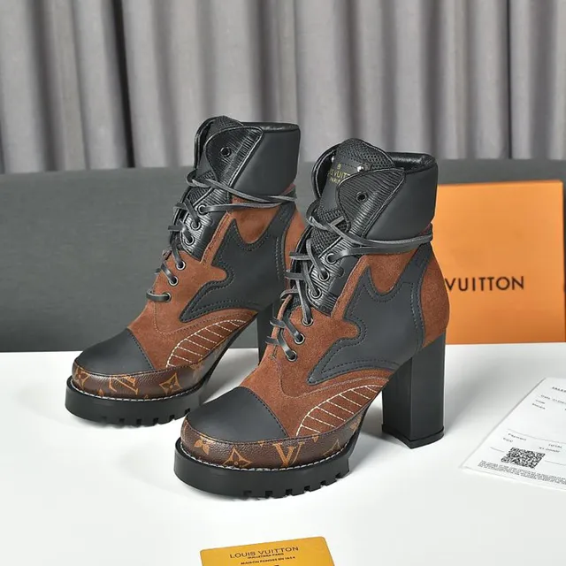 Louis Vuitton Le Cagole 棕色和黑色 Monogram 踝靴 7